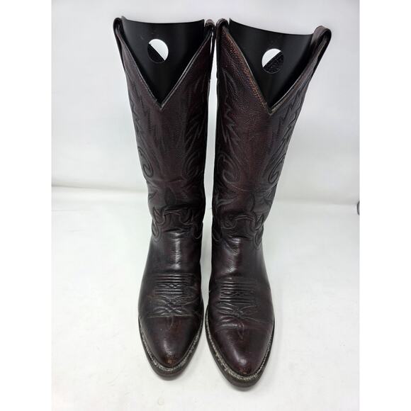 Vintage Justin Cowboy Boots Men\'s 8.5 D Red Brown Leather Western Stitching main image 9